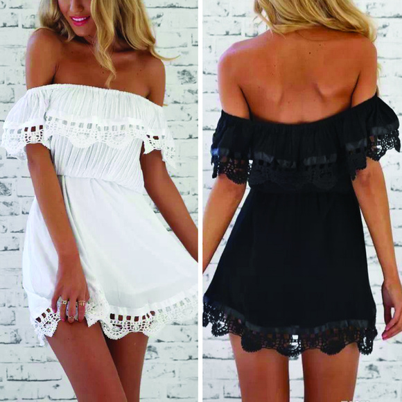 Dresses & Skirts - Set of 2!  Off-The-Shoulder, Lace Mini Dresses